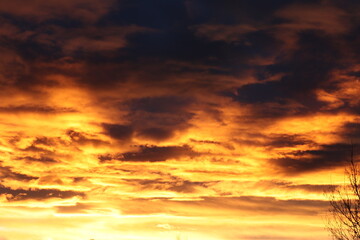 Fototapeta premium Brilliant golden clouds at sunset