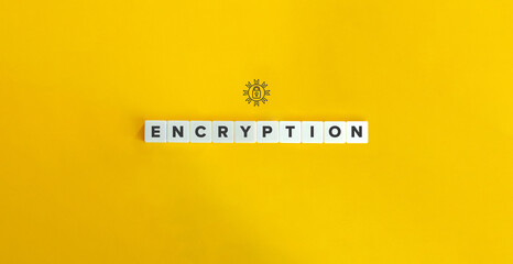 Encryption Word on Letter Tiles on Yellow Background. Minimal Aesthetics.