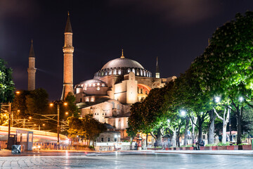Fototapeta na wymiar Long exposure image of Hagia Sofia in Istanbul, Turkey