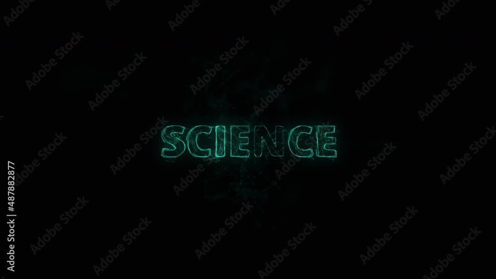 Poster Science title with plexus effect. Connected lines with dots. Lines title plexus