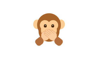 Speak no evil monkey vector flat icon. Isolated monkey face emoji illustration