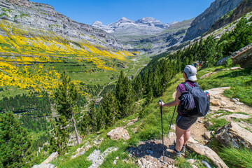 Woman hiker in the Ordesa and Monte Perdido National Park.