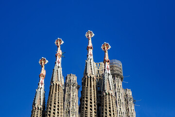Basilica de la Sagrada Familia, Pinnacles of the towers of the west side.