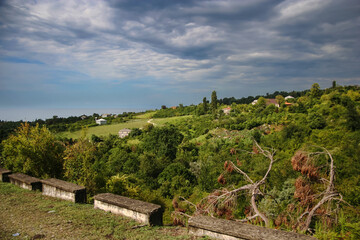 Nice hill panorama with storm sky near Sukhum, Abkhazia