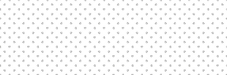 Seamless background with many hearts. Texture for banner, flyer or poster. Valentine's day. Black and white illustration