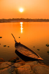 Sunset photography on the river in winter 2022. This image was taken by me on January 17, 2022, from the Doleswori river, Bangladesh, South Asia.