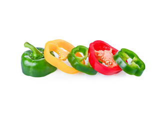 Sliced sweet  paprika pepper isolated on white background  full depth of field