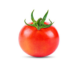 Fresh red tomato slices isolated on white background