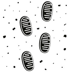 Astronaut moon footprint path. Human boot trace in space