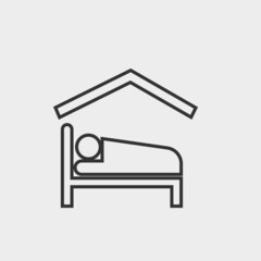 Sleeping in house vector icon illustration sign