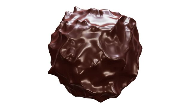 Realistic looping 3D animation of the abstract morphing liquid chocolate form rendered in UHD with alpha matte