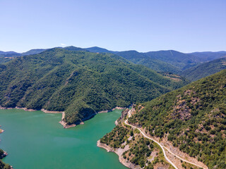 Fototapeta na wymiar Aerial view of Tsankov kamak Reservoir, Bulgaria