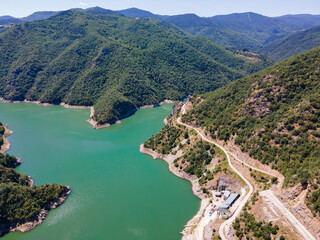 Aerial view of Tsankov kamak Reservoir, Bulgaria
