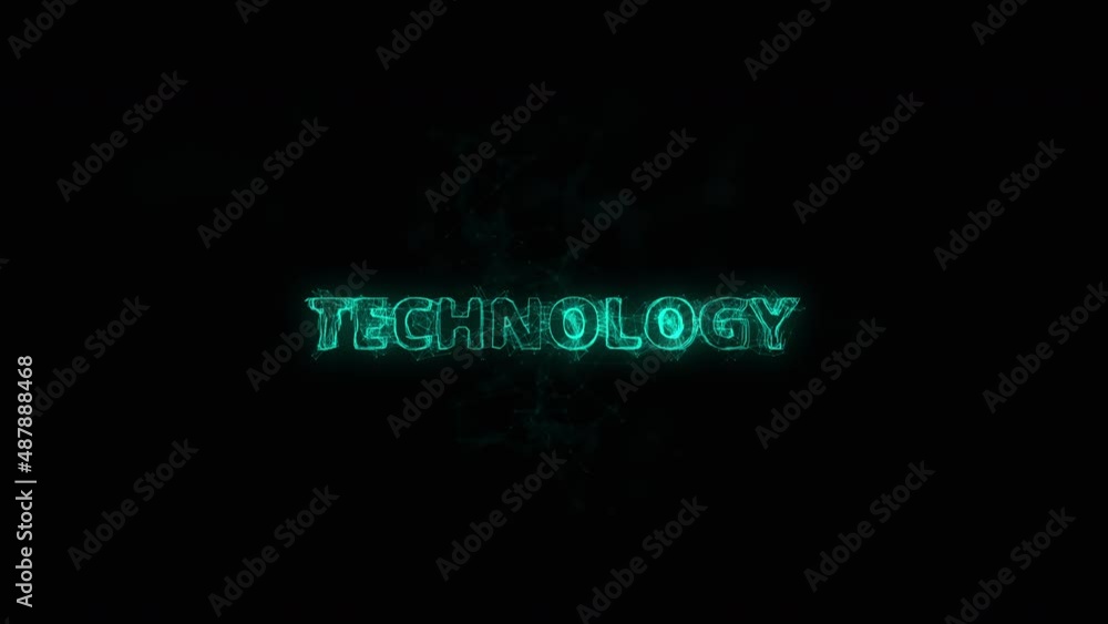 Poster Technology title with plexus effect. Connected lines with dots. Lines title plexus