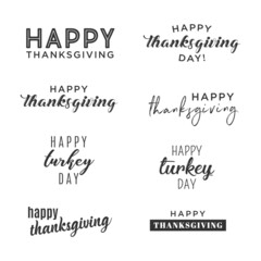Fototapeta premium Happy Thanksgiving Text Set, Thanksgiving Banner, Greeting Card, Thanks Text, Gratitude, Turkey Day, Vector Illustration Background
