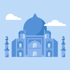 Mousque icon vector. Ramadan day. Moslem mosque with blue flat color