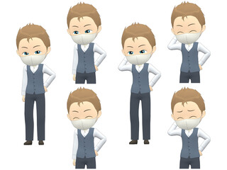 [Shy A] Caucasian Man Vest short hair front