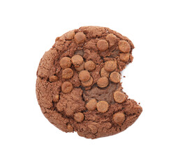 Bitten chocolate chip cookie isolated on white