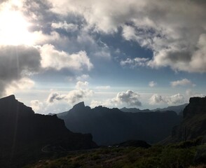 Top of hill. Amazing cliff photo. Beautiful landscape and view. Green mountains and nature forests