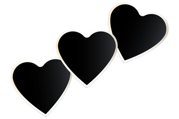 Three black hearts. Heart love vector background. Linear design. Vector illustration. stock image. 