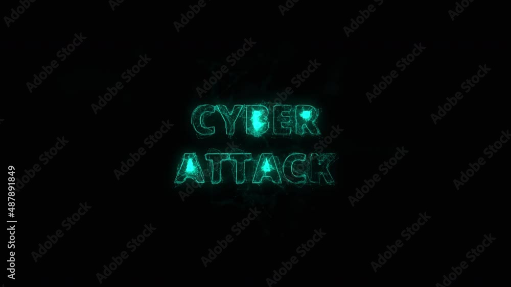 Poster Cyber attack title with plexus effect. Connected lines with dots. Lines title plexus