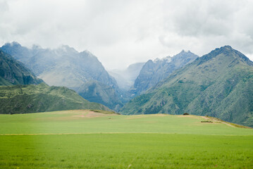 Fototapeta na wymiar Mountain peaks in the Andes Mountains in Peru. 
