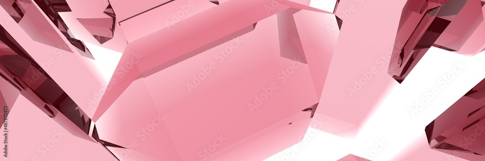 Poster rendering of ruby crystals. abstract background.