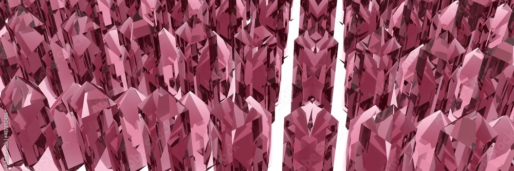 Poster rendering of ruby crystals. abstract background.