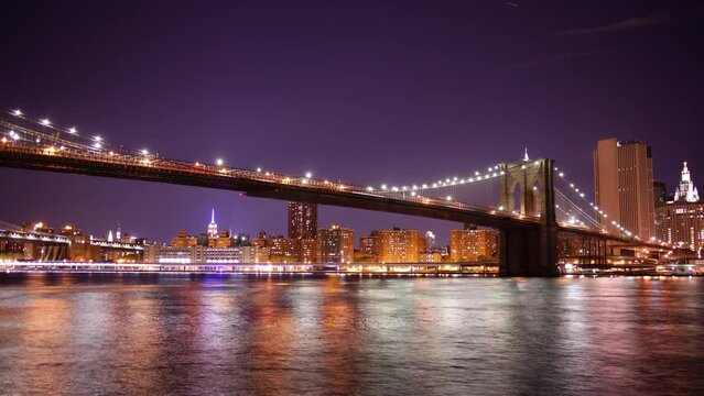 colored night light manhattan panorama from brooklyn 4k timelapse new york