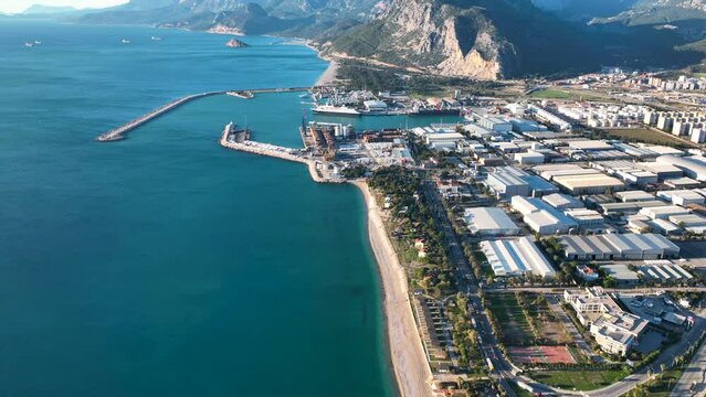 Commercial Port Aerial View Turkey Antalya 4 K