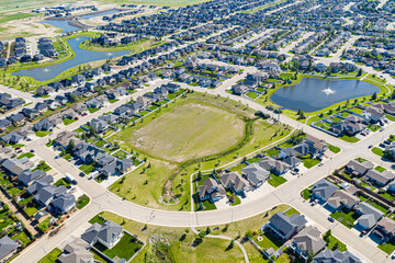 Aerial view of Warman, Saskatchewan on the Canadian Prairies