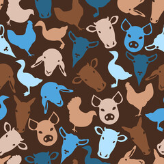Farm or Domestic Animal Brown and Blue Pattern Design