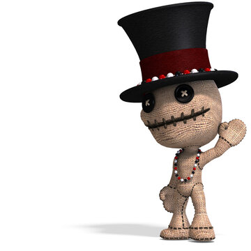 3D-illustration of a cute looking but dangerous voodoo doll