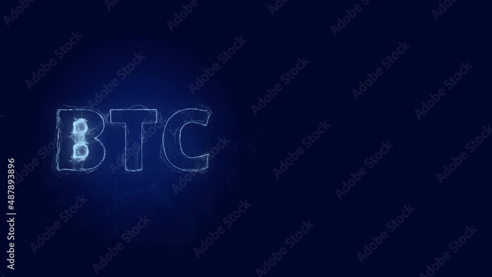 Poster BTC title with plexus effect. Connected lines with dots. Lines title plexus