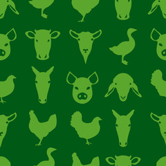 Green Farm Animal Pattern Design