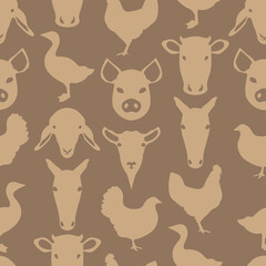 Brown Farm Animal Pattern Design