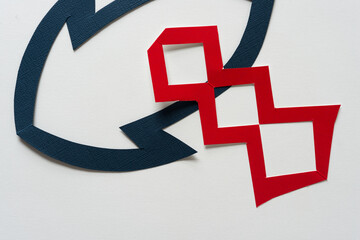 zigzag or irregular cut paper with red element