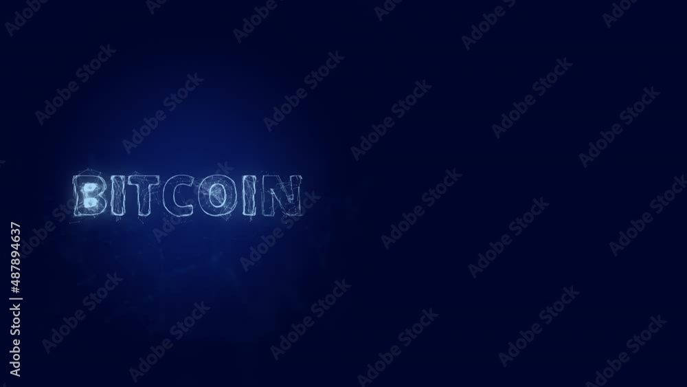 Aufkleber Bitcoin title with plexus effect. Connected lines with dots. Lines title plexus