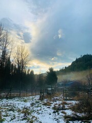 Fototapeta premium sunset on the farm