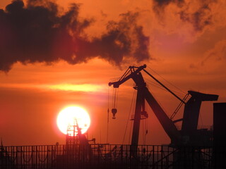 sunrise over city