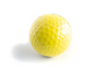 High Visibility Yellow Golf Ball Isolated on White