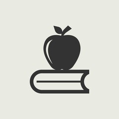 Apple on book vector icon illustration sign