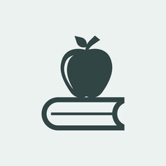 Apple on book vector icon illustration sign