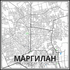 Illustration, city map 
 Margilan Uzbekistan.