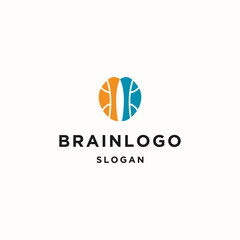 Brain logo icon flat design template 