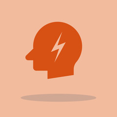 Flash in head vector icon illustration sign