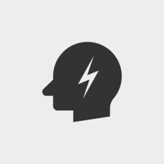 Flash in head vector icon illustration sign