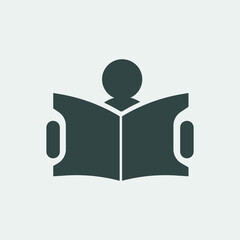 Reading a novel vector icon illustration sign