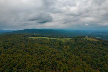 Fototapeta na wymiar Aerial View of Fall Trees with Foliage in Maryland 