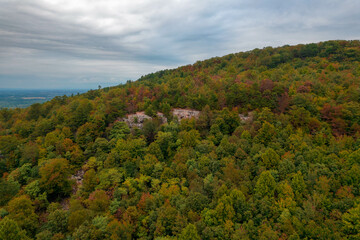 Obraz premium Aerial View of Fall Trees with Foliage in Maryland 